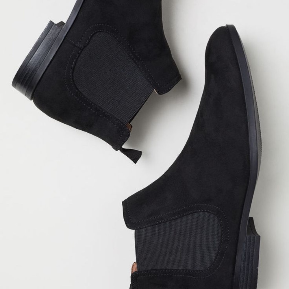 H&M Black/Faux Suede Chelsea Boots